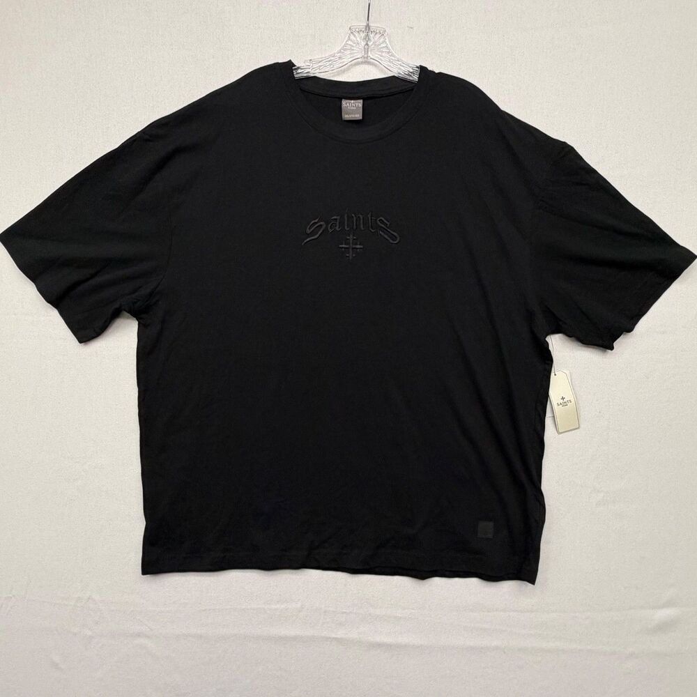Saints Studio Men’s Black 2XL Embroidered Logo Crew Neck Tee